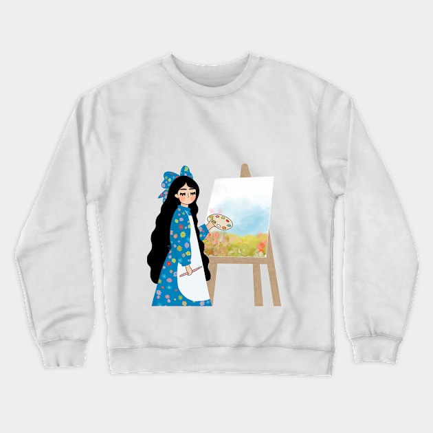 Painting girl Crewneck Sweatshirt by hayouta shop